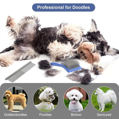 Slicker Brush for Dogs,Large Dog Brush for Grooming, Doodles Brush for Poodles, Goldendoodles and Labradoodles,Easy to Remove Tangles, Mats and Fluff- Blue