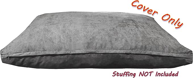 Dogbed4less 55X47X4 inches Jumbo XXXL Size : Suede Fabric External Replacement Cover in Gray Color with Zipper Liner for Dog Pet Bed Pillow or pad - Replacement Cover only