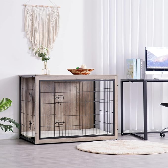 DWANTON Dog Crate Furniture with Cushion 43.3" L,