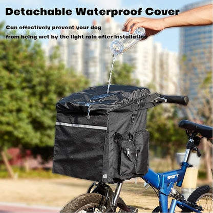 Pet Bicycle Carrier Waterproof Dog Bike Basket Bag with Reflective Stripe Pet Bike Basket Adjustable Shoulder Strap Pet Travel Bag Safe Dog Backpack Carrier for Small Medium Cats and Dogs