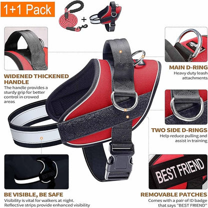 Haapaw Essential Dog Harness, No Pull Pet Vest with 3 Leash Clips, No Choke, Reflective, Adjustable and Padded, for Easy Walking and Training for Large Dogs(L, Red)