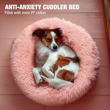 Veehoo Calming Dog Bed for Extra Large Dogs 150 lbs 45", Pink