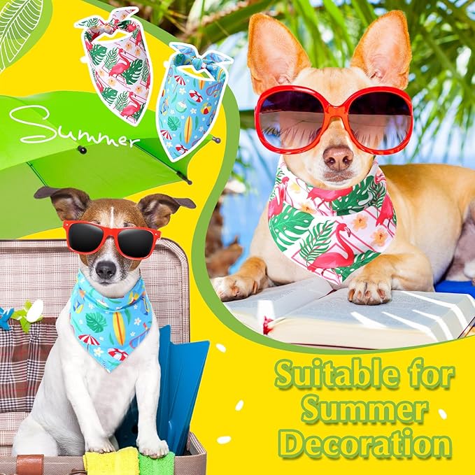 Sweetude 50 Pieces Hawaiian Dog Bandanas Summer Bandanas