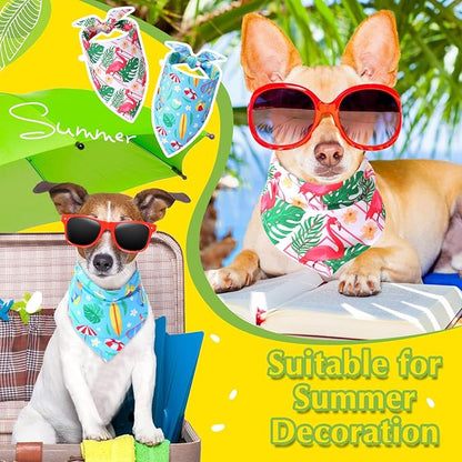 Sweetude 50 Pieces Hawaiian Dog Bandanas Summer Bandanas