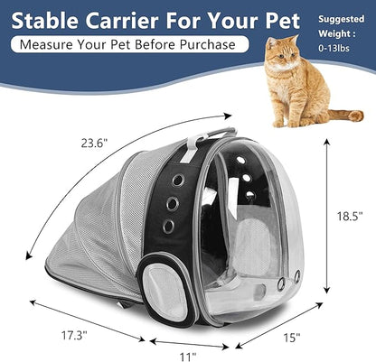 TOYSINTHEBOX Cat Backpack Carrier, Expandable Pet Bubble Backpack for Cat Small Dog Pet Travel Carrier Breathable Carrying Bag for Hiking, Travelling, Walking, Camping & Outdoor Up to 13 Lbs Black