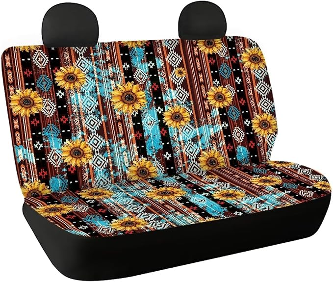 AFPANQZ Aztec Sunflower Car Rear Seat Cover Non-Slip Stretch Universal Fit