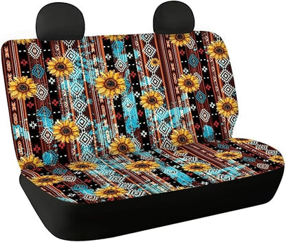 AFPANQZ Aztec Sunflower Car Rear Seat Cover Non-Slip Stretch Universal Fit