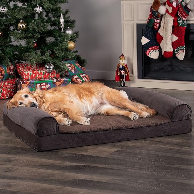 Furhaven Orthopedic Dog Bed for Large Dogs w/ Removable Bolsters & Washable Cover 125 lbs