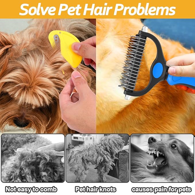XANGNIER Pet Grooming Brush and Knotting Comb Tools 2024 Multifunctional Supplies,6 Pcs