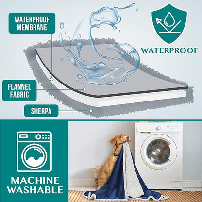 PetAmi Waterproof Dog Blanket for Small Medium Dog 29x40 Navy