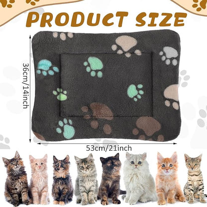 4 Pack Ultra Soft Dog Cat Bed Mat with Cute Prints Reversible Fleece Dog Crate Kennel Pad Cozy Washable Thickened Hamster Guinea Pig Bed Pet Bed Mat for Small Animals (Black,21 x 14 Inches)