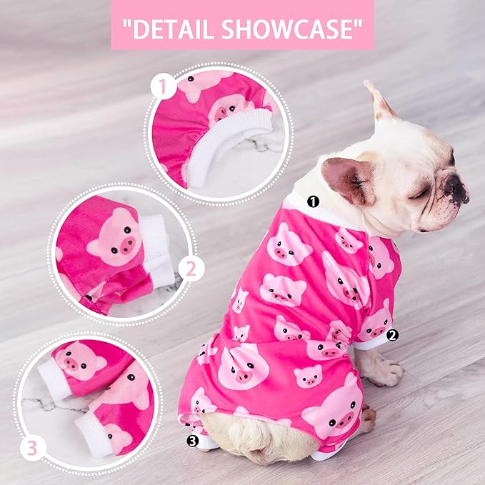 Paiaite Dog Pajamas Onesie: Comfortable Four-Legged Apparel for Small, Medium, & Large Dogs, Polyester Material for Comfort, Wrinkle Resistance, Moisture Wicking, and Stretchiness Pink Pig XS