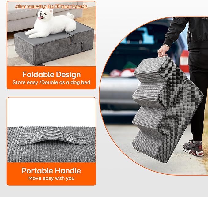 Dog Stairs & Steps for Small Dogs Cats 4-Step (18''