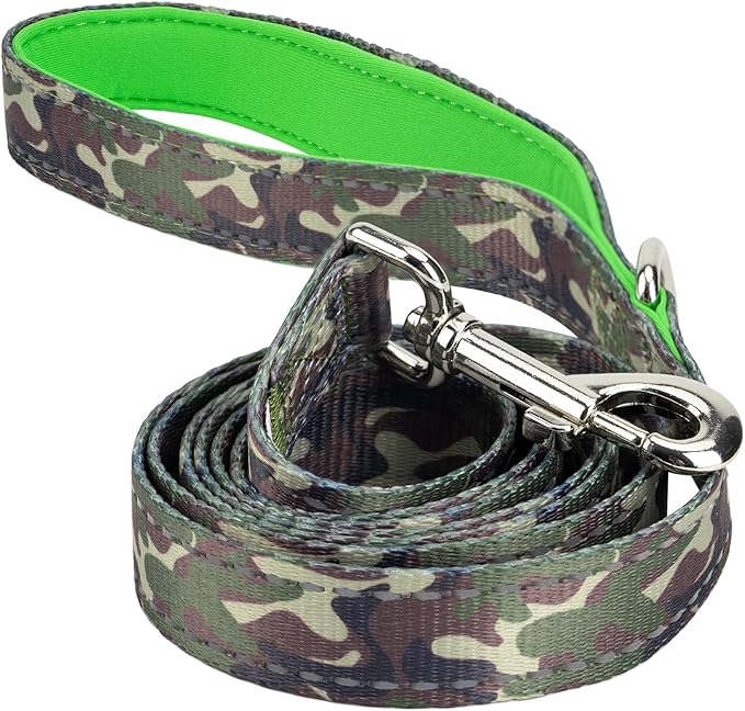 EcoBark Dog Leash - Soft & Reflective Comfort Training Leashes with Padded Handle - Strong Durable Heavy Duty - Training and Pulling for Small, Medium or Large Dogs (Camo)