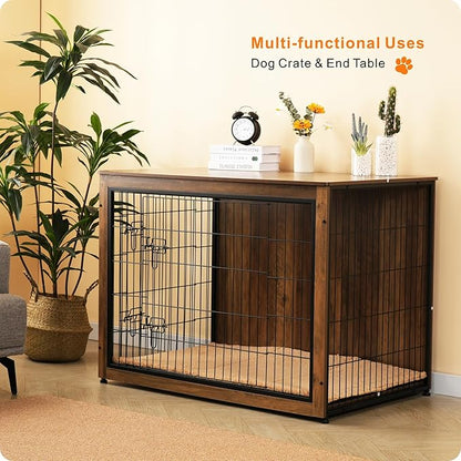 DWANTON Dog Crate Furniture with Cushion 43.3" L,