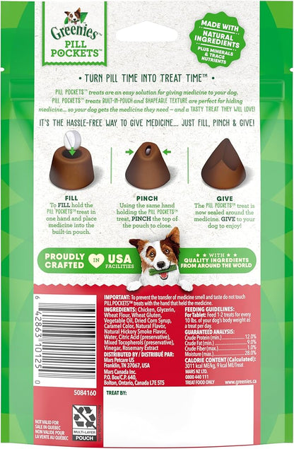 GREENIES PILL POCKETS for Dogs Tablet Size Natural Soft Dog Treats, Hickory Smoke Flavor, 3.2 oz. Pack (30 Treats)