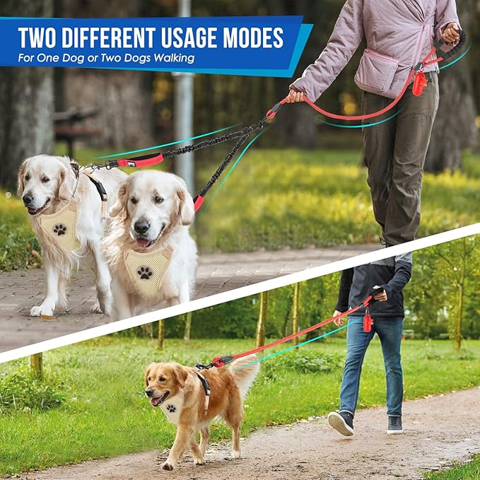 Lukovee Double Dog Leash 360° Swivel