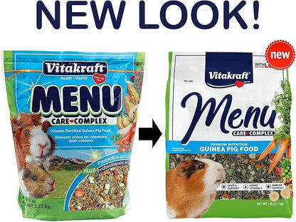 Vitakraft Menu Premium Guinea Pig Food - Alfalfa Pellets Blend - Vitamin and Mineral Fortified 5 Pound (Pack of 2)