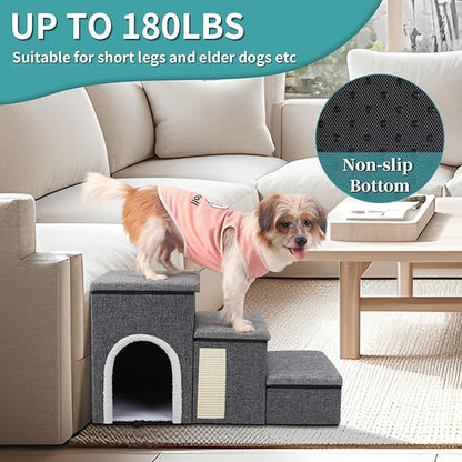 Dog Stairs for Small Medium Dogs and Cats 180LBS,Gray