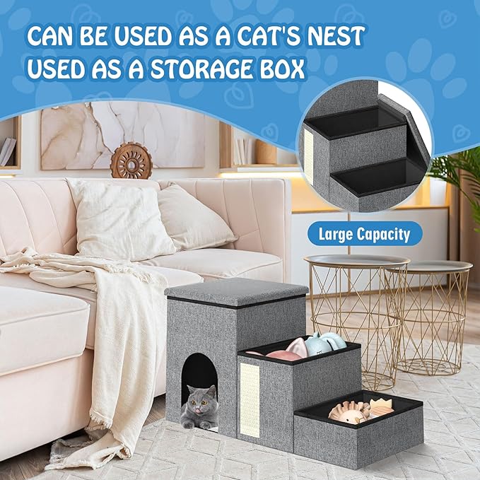 Dog Stairs for Small Dogs Medium Dogs Large Dogs Pet Stairs for High Beds and Sofas 3-Step Pet