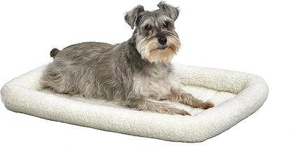 MidWest Homes for Pets Bolster Dog Bed 30L-Inch White Fleece Dog Bed w/ Comfortable Bolster 30-Inch Dog