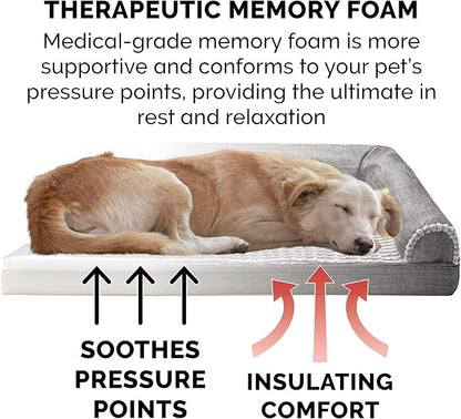 Furhaven Memory Foam Dog Bed for Large Dogs w/ Removable Bolsters & Washable Cover 95 lbs