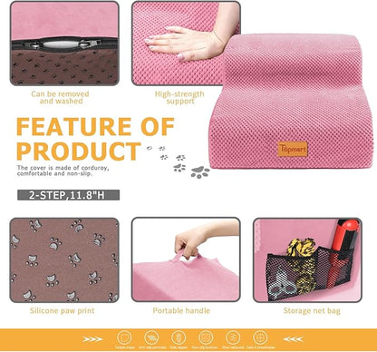 Topmart High Density Foam Pet Steps 2 Tiers 11.8" High,Non-Slip