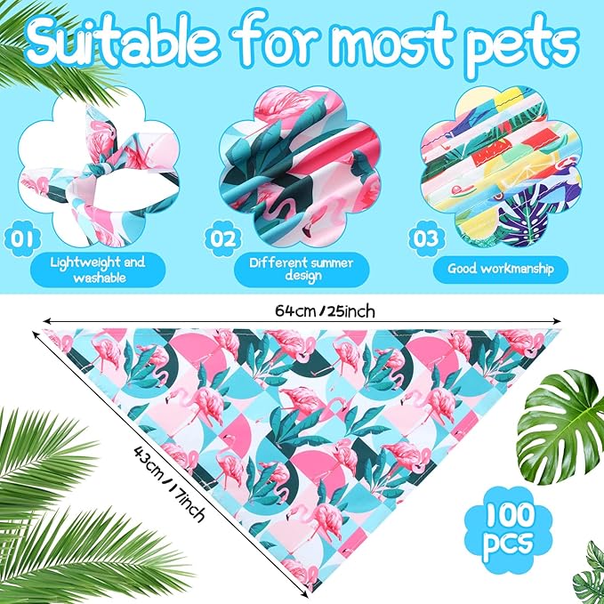Chunful 100 Pieces Dog Bandanas Bulk Pet Bandanas