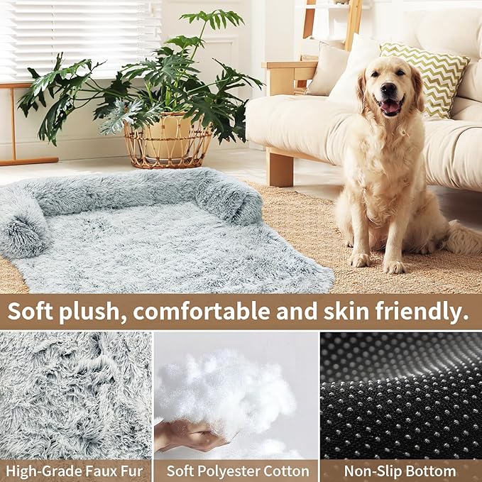 Calming Dog Couch Bed for Large Dogs 40.2 x 35.4 x 7.9 Inches