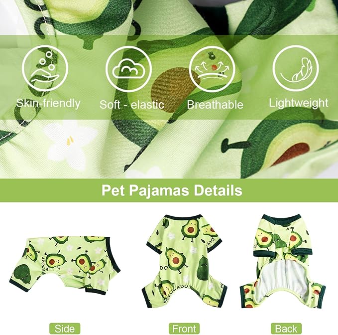 Dog Pajamas for Small Dogs Boy Girl Cute Dog Clothes Soft Stretch Chihuahua Yorkie Clothes Onesies Summer Puppy Pajamas XS-XXL, Pet Dog Pjs Outfits Shirts Cats Jammies Sleeper (Small, Avocado Green)