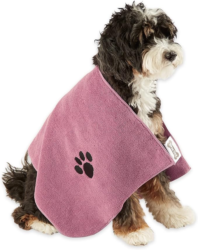 Bone Dry Pet Grooming Towel Collection Absorbent Microfiber Drying Set 15x30", Embroidered 3 Count