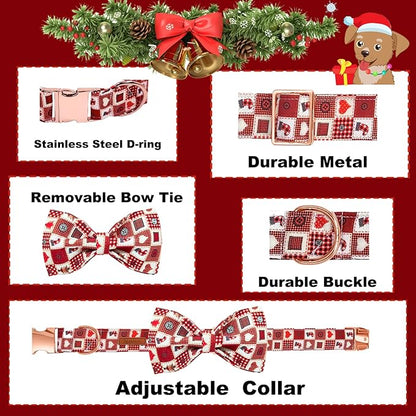 Christmas Day Dog Collar with Bow Red Green