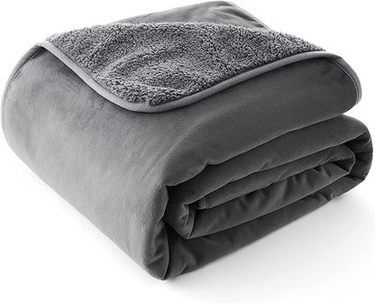 Waterproof Dog Blanket 102 x 88 in, Soft Pet Pee Proof Throws for Couch Sofa Bed, Reversible Plush Protector Cover for Small Dogs Puppies Cats, Grey