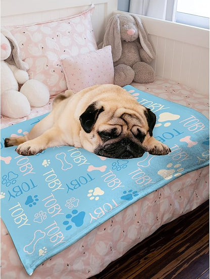 Personalized Dog Blankets Dog Paw Print Blanket Puppy Blanket 40"x30" for