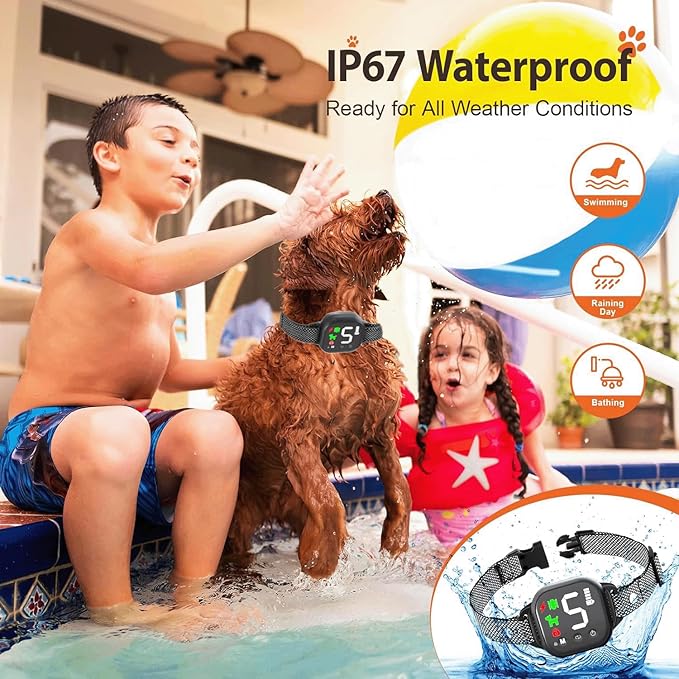 Dog Bark Collar with 3 Modes Sound/Vibration/Shock IP67 Waterproof 8 Adjustable