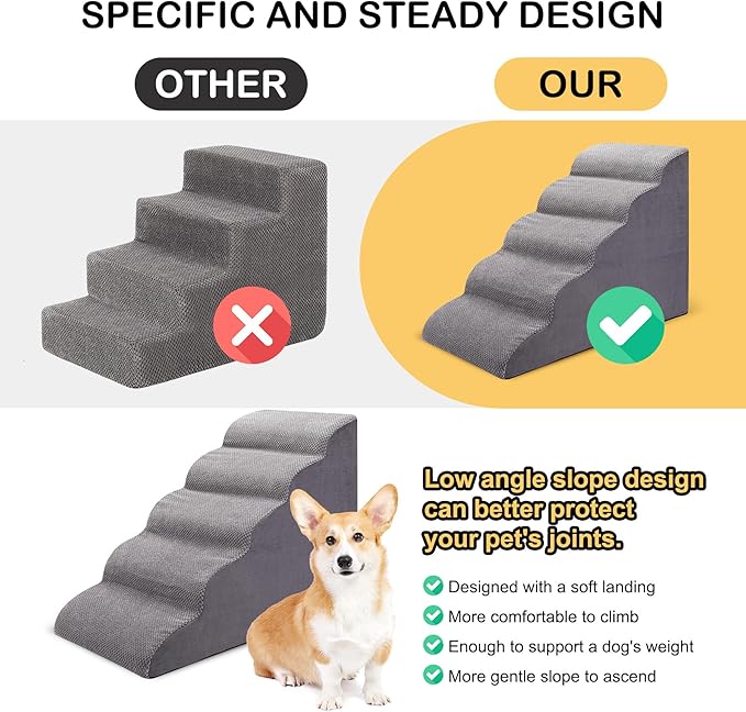 Dog Stairs for Bed 5-Step Dog 24" High