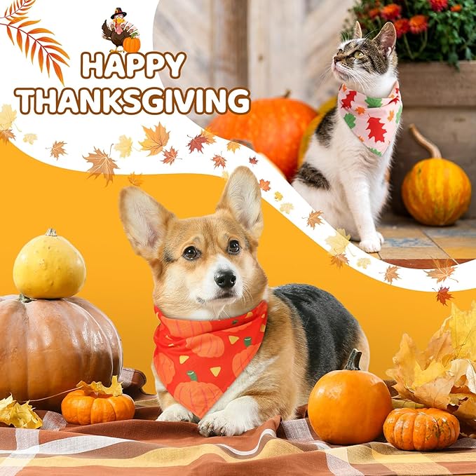 Sweetude 50 Pieces Fall Dog Bandanas Bulk Maple (31.5 x 21.7 x 21.7 Inch)