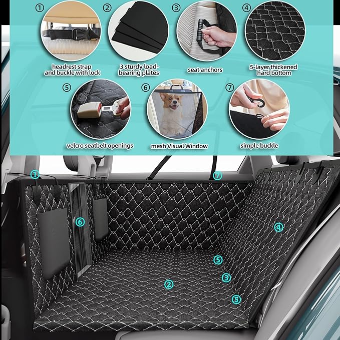 Back Seat Extender for Dogs Hard Bottom Dog 100% Waterproof