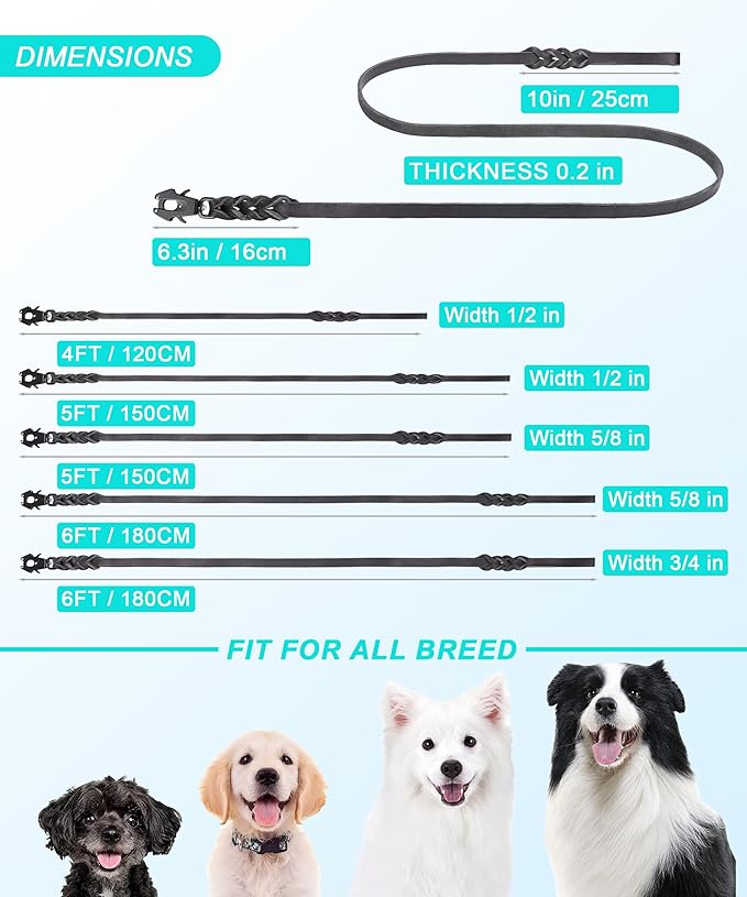 GEIT 4/5/6FT Leather Dog Leash