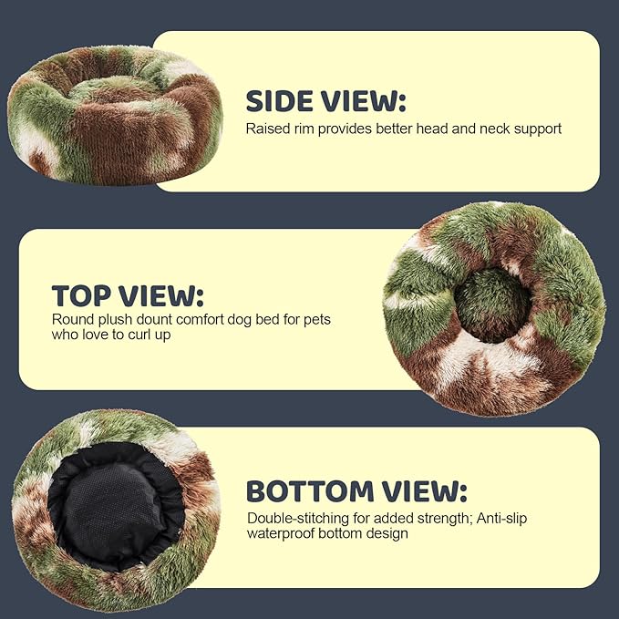 Calming Dog Bed for Small Medium Dogs 24", Green