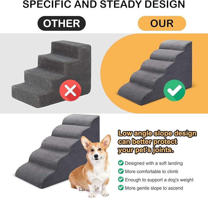 Dog Stairs for Bed 5 Tier 24" High