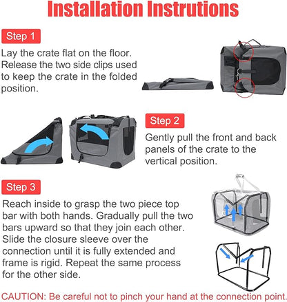 Large Cat Carrier 24"x16.5"x16.5" Soft-Sided Portable Pet Crate for Car Traveling with Collapsible Litter Box and Bowl