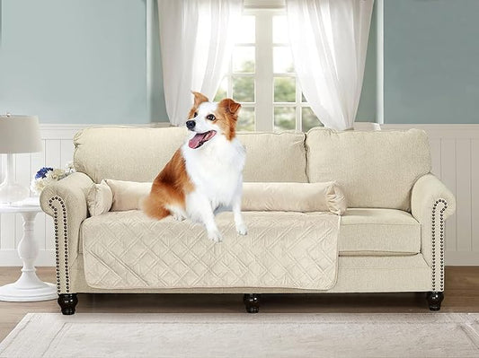 Brilliant Sunshine Premium Beige Silky Velvet Pet Sofa Bed