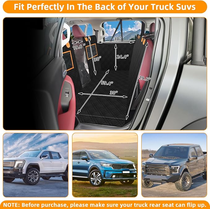 Truck dog seat cover back seat.Double waterproof dog