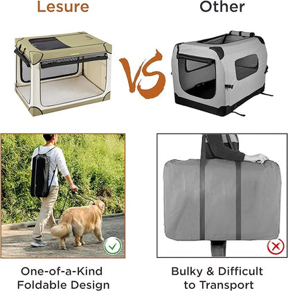 Lesure Soft Collapsible Dog Crate 30 Inch 4-Door Foldable
