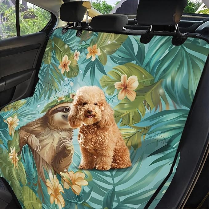 AFPANQZ Tropical Leaves Sloth Car Seat Cover Waterproof