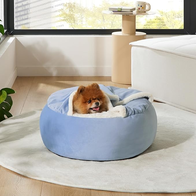 Lesure Small Dog Bed with Cover Cave 23"