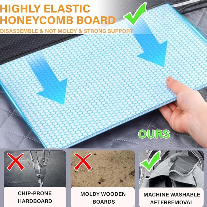 Back Seat Extender for Dogs Hard Bottom Dog Hammock-600D Heavy