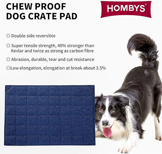HOMBYS Chew Proof Dog Crate Bed Mat 18"x29" Indestructible