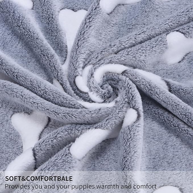 1 Pack 3 Dog Blankets Super Soft Puppy Bone-Large(40"x30")